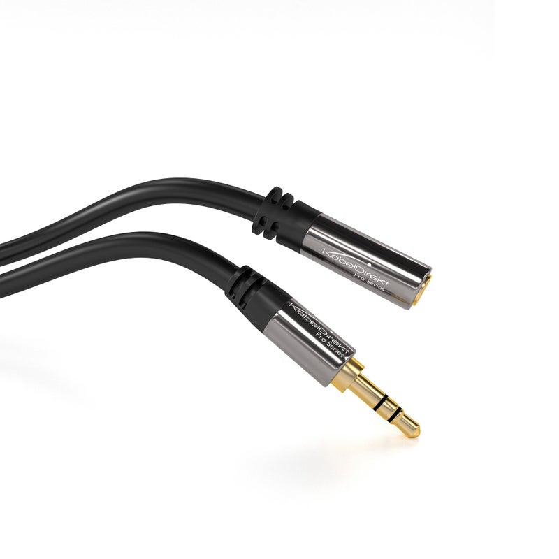 KabelDirekt â€“ 25ft â€“ Headphone Extension Lead Cable, 3.5mm connectors (aux Audio Cable, Male Jack Plug/Female Jack, Practically Break-Proof Metal casing, Perfect for Headphones, Black) - Image 3